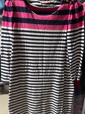 Juicy Couture Navy, White & Hot Pink Striped Top